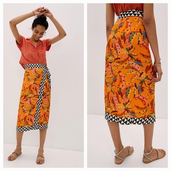 FARM Rio Dresses & Skirts - Vibrant Orange Patterned Skirt
